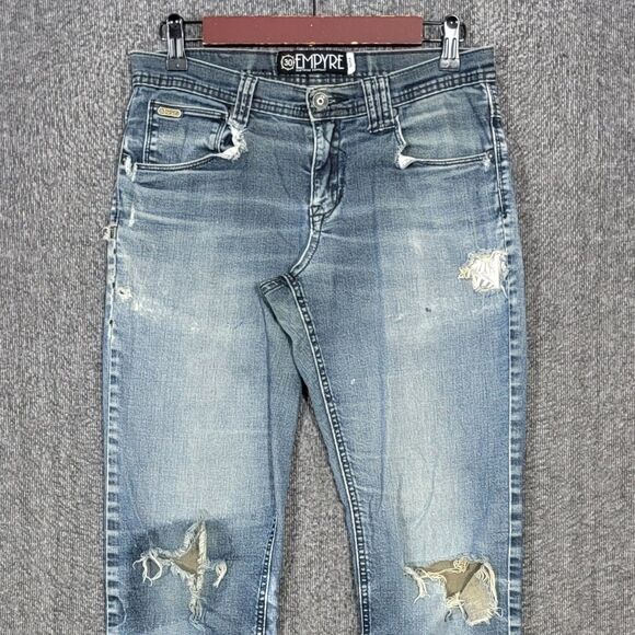 Vintage Empyre Jeans Mens 29x29* Blue Slim Straight Distressed Thrashed 90s Y2K - Picture 2 of 15